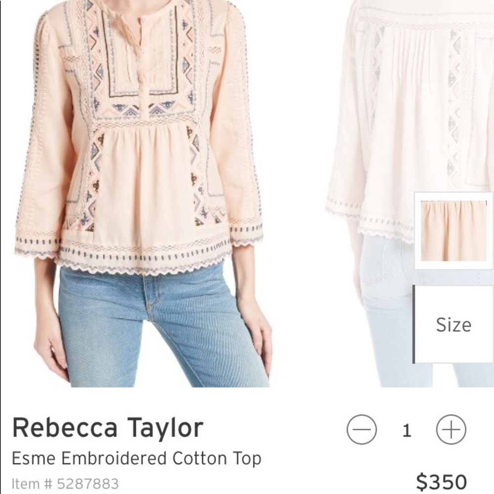 Rebecca Taylor Esme Embroidered Tunic Style Top